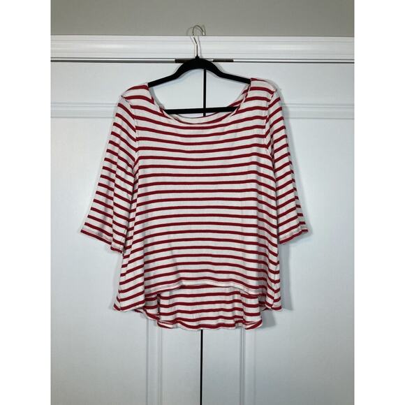 Free People We The Free Cannes Tee Petite Small Cotton Top White/Red Striped - Picture 1 of 8